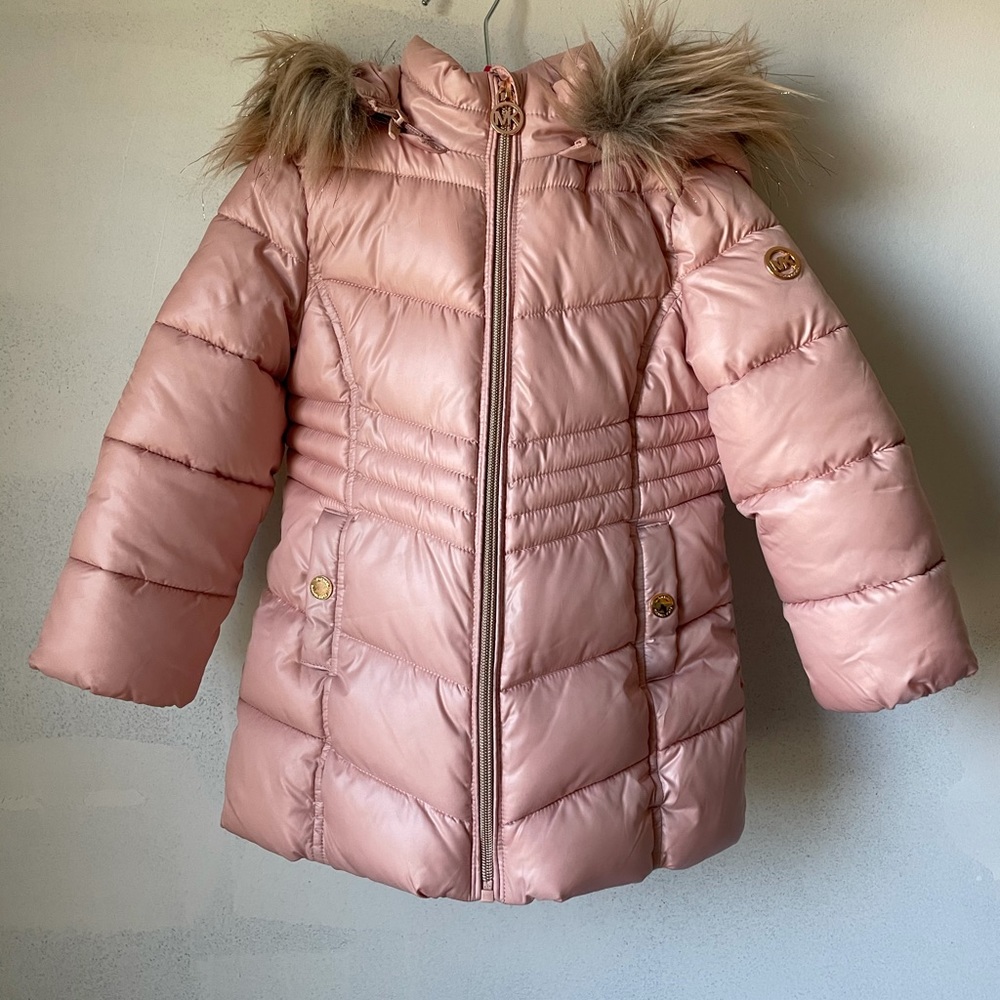 Toddler Girls Michael Kors Dusty Pink Puffer Jacket 3T